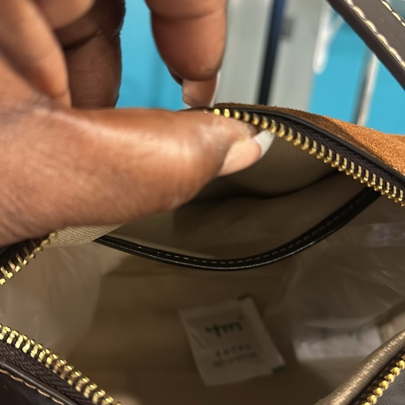 Chocolate and rust suede handbag, shoulder or handheld - Picture 8 of 10